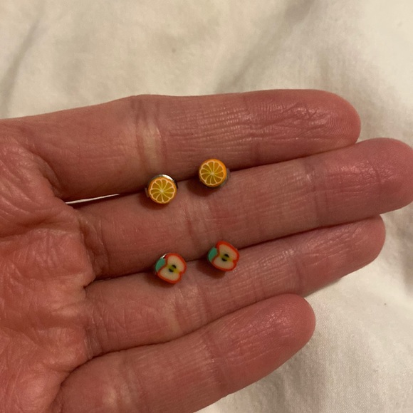 Tiny Apples and Oranges Stud Earrings - Picture 1 of 1